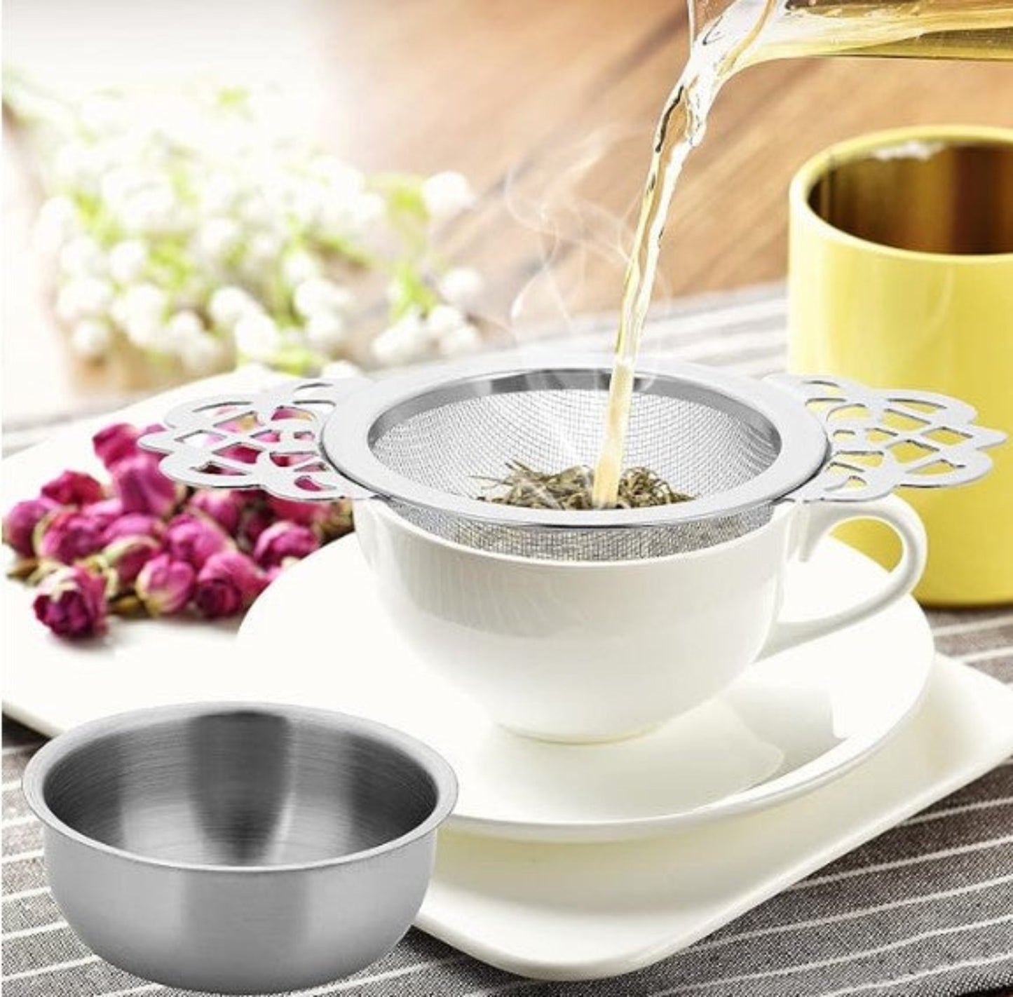Stainless Steel Tea Strainer with Pan