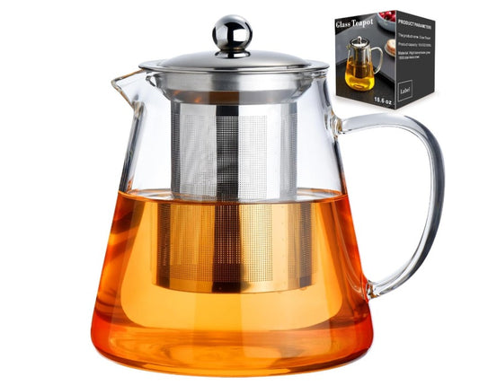 Glass Teapot with Stainless Steel Infuser – 18.6 oz